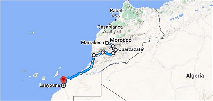Itinerary in Morocco by hitchhiking