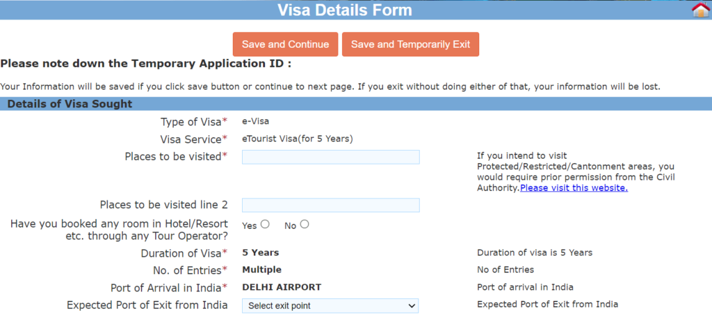 indian tourist visa place of issue