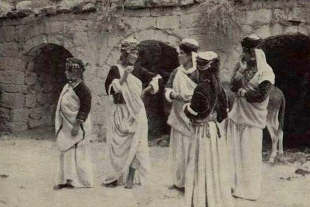 old archival photograph of Yazidis in Lalish in Iraq